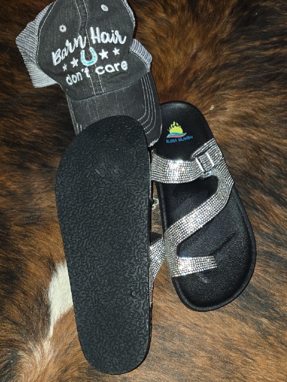 Hat& Shoe Combo! Rhinestone Rubber Saddle! Never Worn Barn Hair Dont Care Hat! - Picture 5 of 5